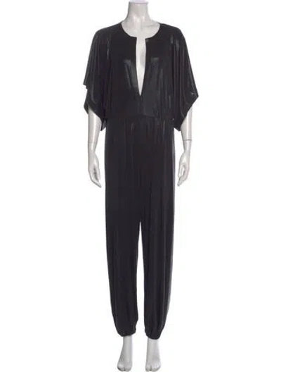 Pre-owned Norma Kamali V-neck Jumpsuit In Black