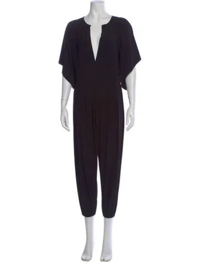 Pre-owned Norma Kamali V-neck Jumpsuit In Black