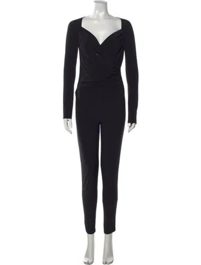 Pre-owned Norma Kamali V-neck Jumpsuit In Black