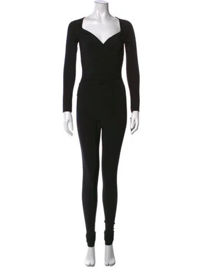 Pre-owned Norma Kamali V-neck Jumpsuit In Black