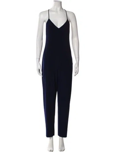 Pre-owned Norma Kamali V-neck Jumpsuit In Blue