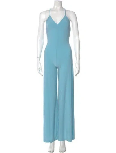 Pre-owned Norma Kamali V-neck Jumpsuit In Blue