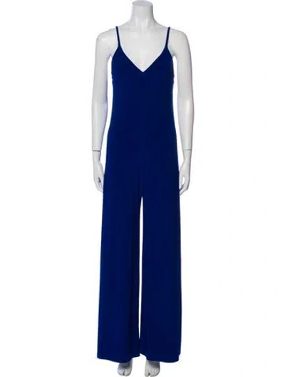Pre-owned Norma Kamali V-neck Jumpsuit In Blue