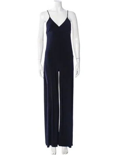 Pre-owned Norma Kamali V-neck Jumpsuit In Blue