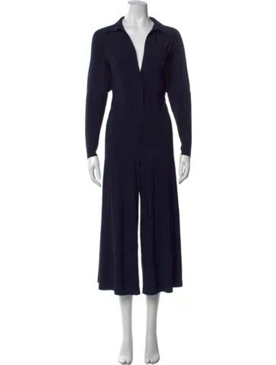 Pre-owned Norma Kamali V-neck Jumpsuit In Blue