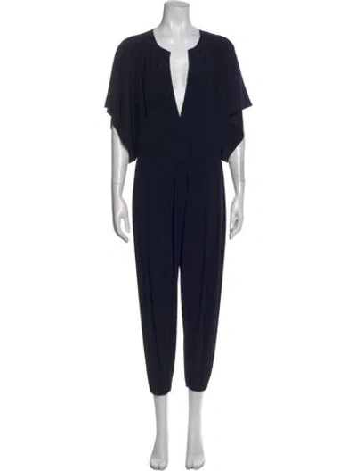 Pre-owned Norma Kamali V-neck Jumpsuit In Blue