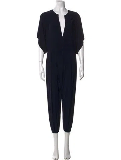 Pre-owned Norma Kamali V-neck Jumpsuit In Blue