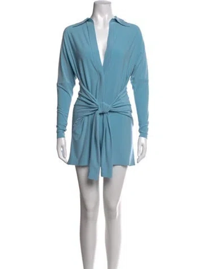 Pre-owned Norma Kamali V-neck Jumpsuit In Blue/metallic