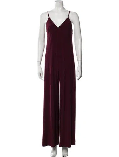 Pre-owned Norma Kamali V-neck Jumpsuit In Burgundy
