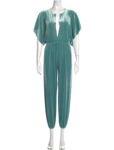 Pre-owned Norma Kamali V-neck Jumpsuit In Green