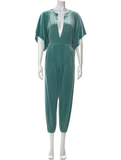 Pre-owned Norma Kamali V-neck Jumpsuit In Green
