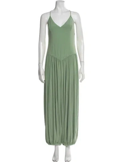 Pre-owned Norma Kamali V-neck Jumpsuit In Green
