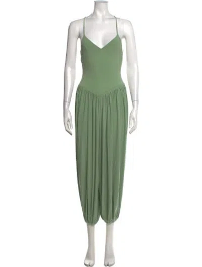 Pre-owned Norma Kamali V-neck Jumpsuit In Green