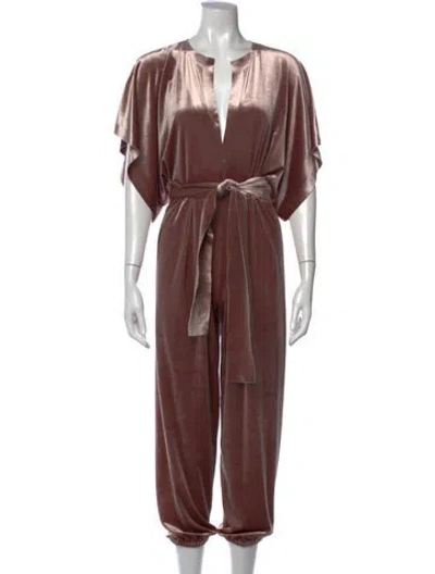 Pre-owned Norma Kamali V-neck Jumpsuit In Neutrals