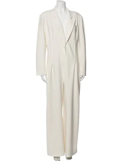 Pre-owned Norma Kamali V-neck Jumpsuit In Neutrals
