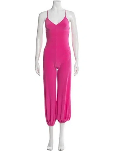 Pre-owned Norma Kamali V-neck Jumpsuit In Pink