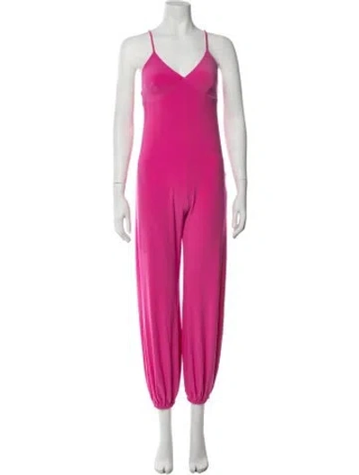 Pre-owned Norma Kamali V-neck Jumpsuit In Pink
