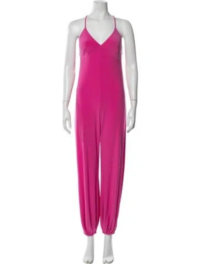 Pre-owned Norma Kamali V-neck Jumpsuit In Pink