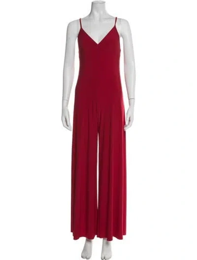 Pre-owned Norma Kamali V-neck Jumpsuit In Red