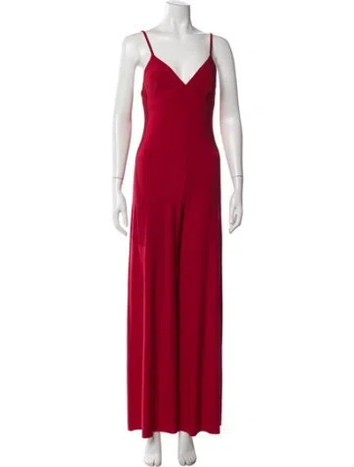Pre-owned Norma Kamali V-neck Jumpsuit In Red