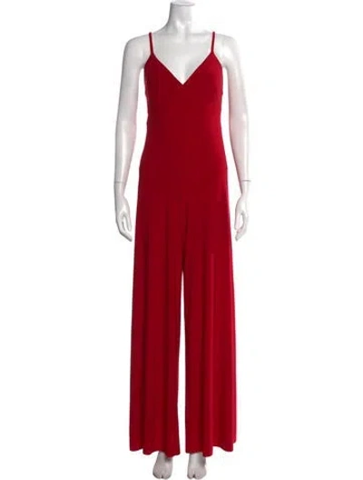 Pre-owned Norma Kamali V-neck Jumpsuit In Red