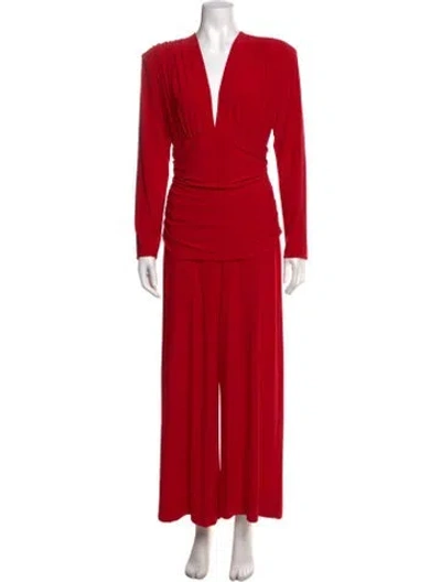 Pre-owned Norma Kamali V-neck Jumpsuit In Red