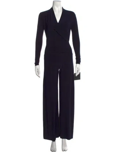 Pre-owned Norma Kamali V-neck Jumpsuit W/ Tags In Blue