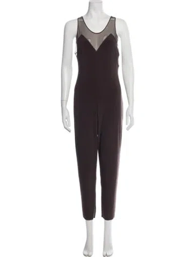 Pre-owned Norma Kamali V-neck Jumpsuit W/ Tags In Brown