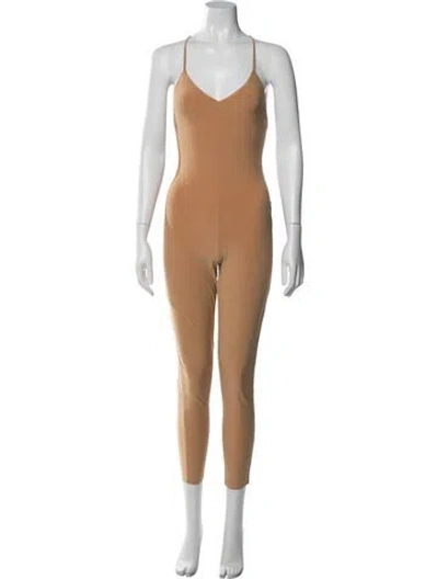 Pre-owned Norma Kamali V-neck Jumpsuit W/ Tags In Neutral