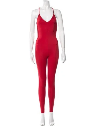 Pre-owned Norma Kamali V-neck Jumpsuit W/ Tags In Red