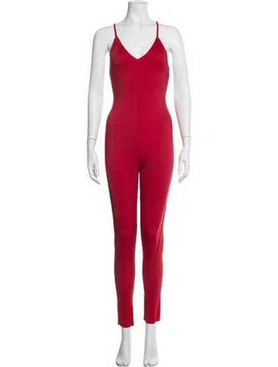 Pre-owned Norma Kamali V-neck Jumpsuit W/ Tags In Red