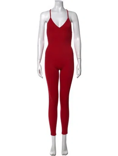 Pre-owned Norma Kamali V-neck Jumpsuit W/ Tags In Red