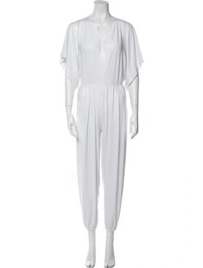 Pre-owned Norma Kamali V-neck Jumpsuit In White