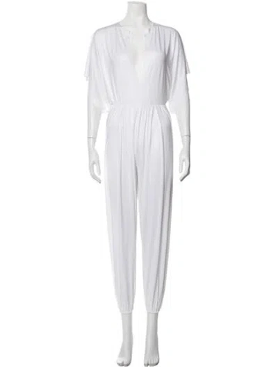 Pre-owned Norma Kamali V-neck Jumpsuit In White