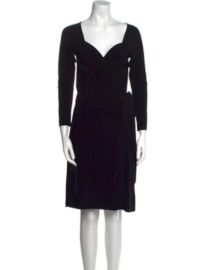 Pre-owned Norma Kamali V-neck Knee-length Dress In Black