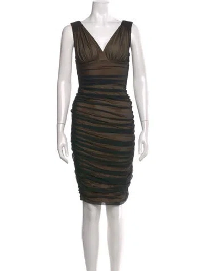 Pre-owned Norma Kamali V-neck Knee-length Dress In Black