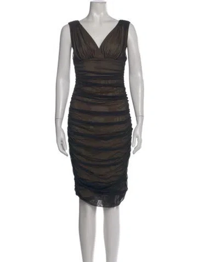 Pre-owned Norma Kamali V-neck Knee-length Dress In Black