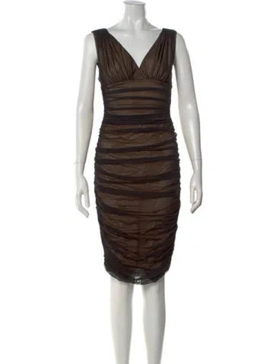 Pre-owned Norma Kamali V-neck Knee-length Dress In Black