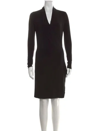 Pre-owned Norma Kamali V-neck Knee-length Dress In Black