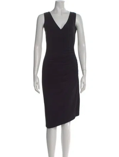Pre-owned Norma Kamali V-neck Knee-length Dress In Black