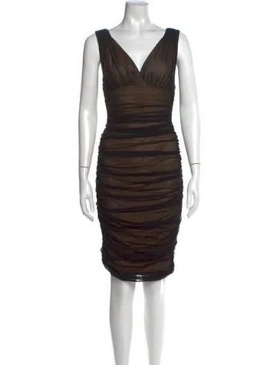Pre-owned Norma Kamali V-neck Knee-length Dress In Black