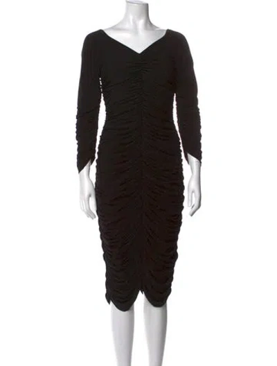 Pre-owned Norma Kamali V-neck Knee-length Dress In Black