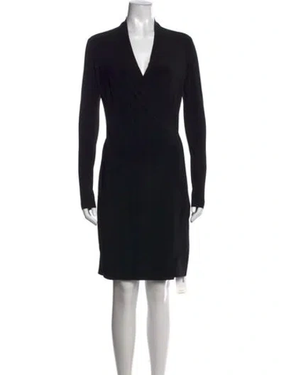 Pre-owned Norma Kamali V-neck Knee-length Dress In Black
