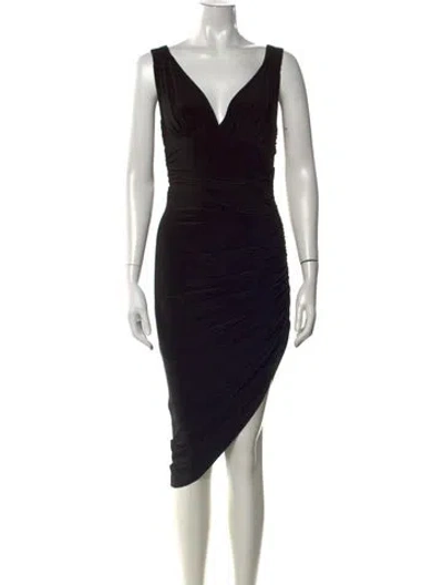 Pre-owned Norma Kamali V-neck Knee-length Dress In Black