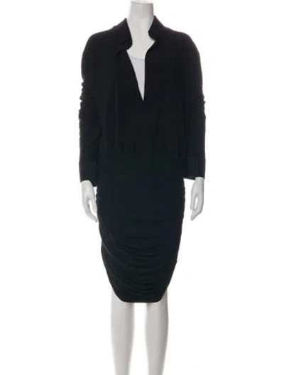 Pre-owned Norma Kamali V-neck Knee-length Dress In Black
