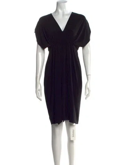 Pre-owned Norma Kamali V-neck Knee-length Dress In Black