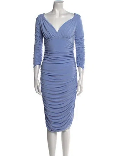 Pre-owned Norma Kamali V-neck Knee-length Dress In Blue