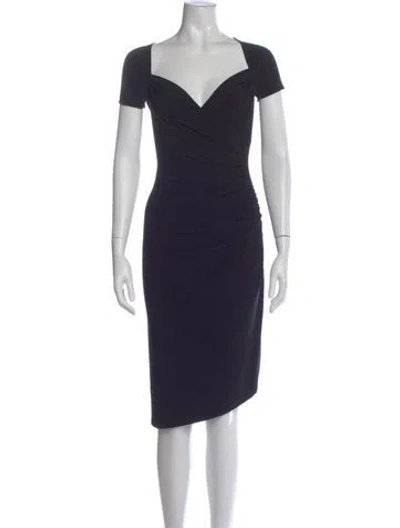 Pre-owned Norma Kamali V-neck Knee-length Dress In Blue