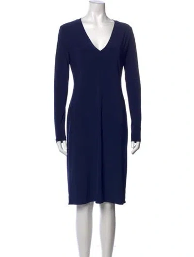 Pre-owned Norma Kamali V-neck Knee-length Dress In Blue