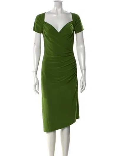 Pre-owned Norma Kamali V-neck Knee-length Dress In Green